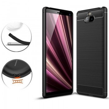 Juodas silikoninis carbon dėklas (Sony Xperia 10 Plus)